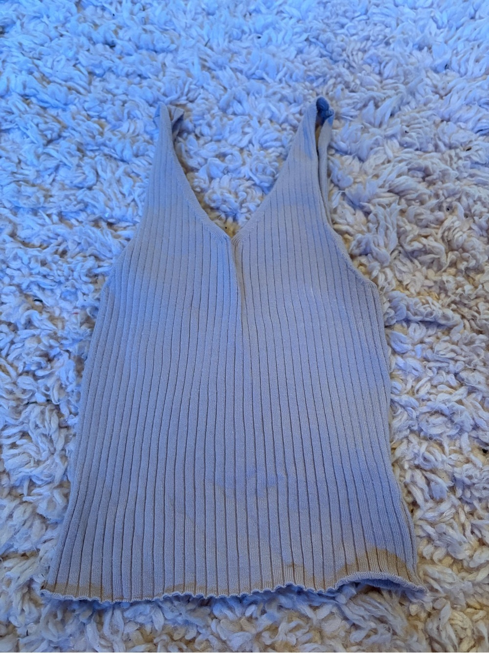 Active USA Ribbed V-Neck Tank - Light Cream